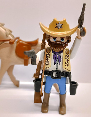 Playmobil Custom Western Cowboy Sheriff with horse Playmobil Custom Western Cowboy Sheriff with horse