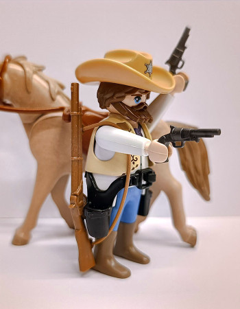 Playmobil Custom Western Cowboy Sheriff with horse Playmobil Custom Western Cowboy Sheriff with horse