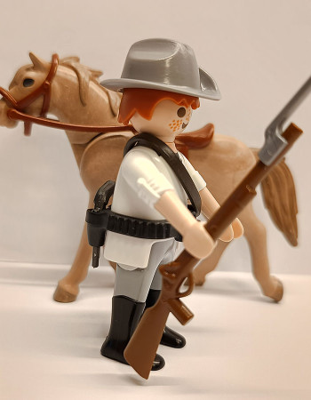 Playmobil Western Cowboy ACW Southern Soldier with horse #2