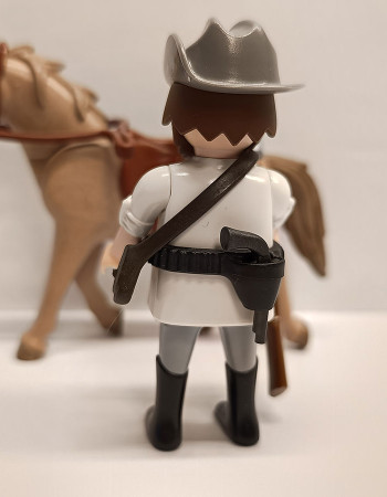 Playmobil Western Cowboy ACW Southern Soldier with horse #3