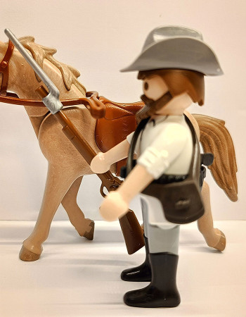 Playmobil Western Cowboy ACW Southern Soldier with horse #3